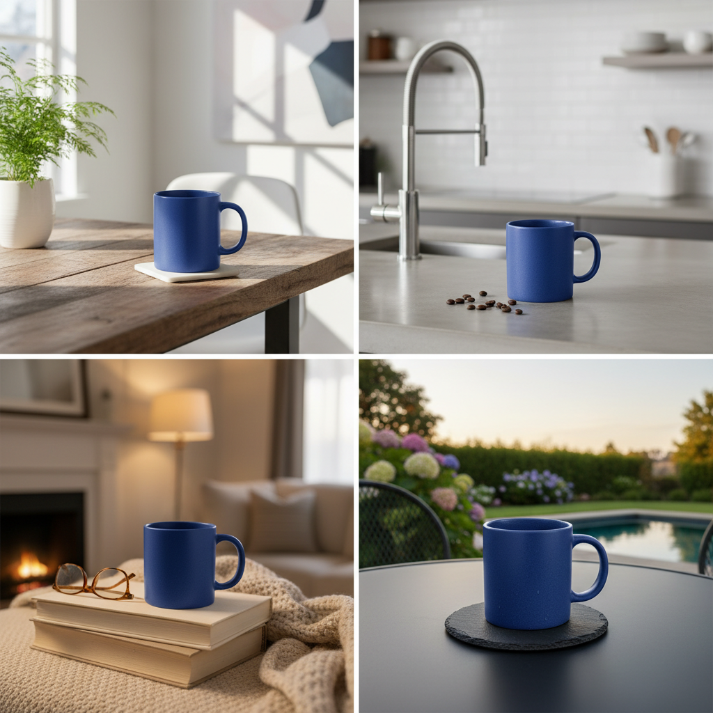 Consistent product photo series generated with AI, showcasing uniform style and branding.