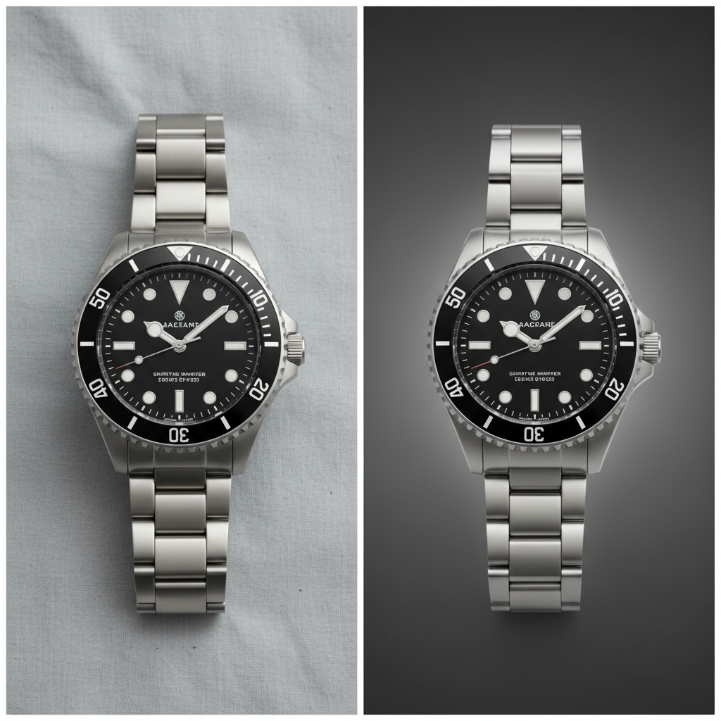 A/B test comparison of real vs AI-generated product images