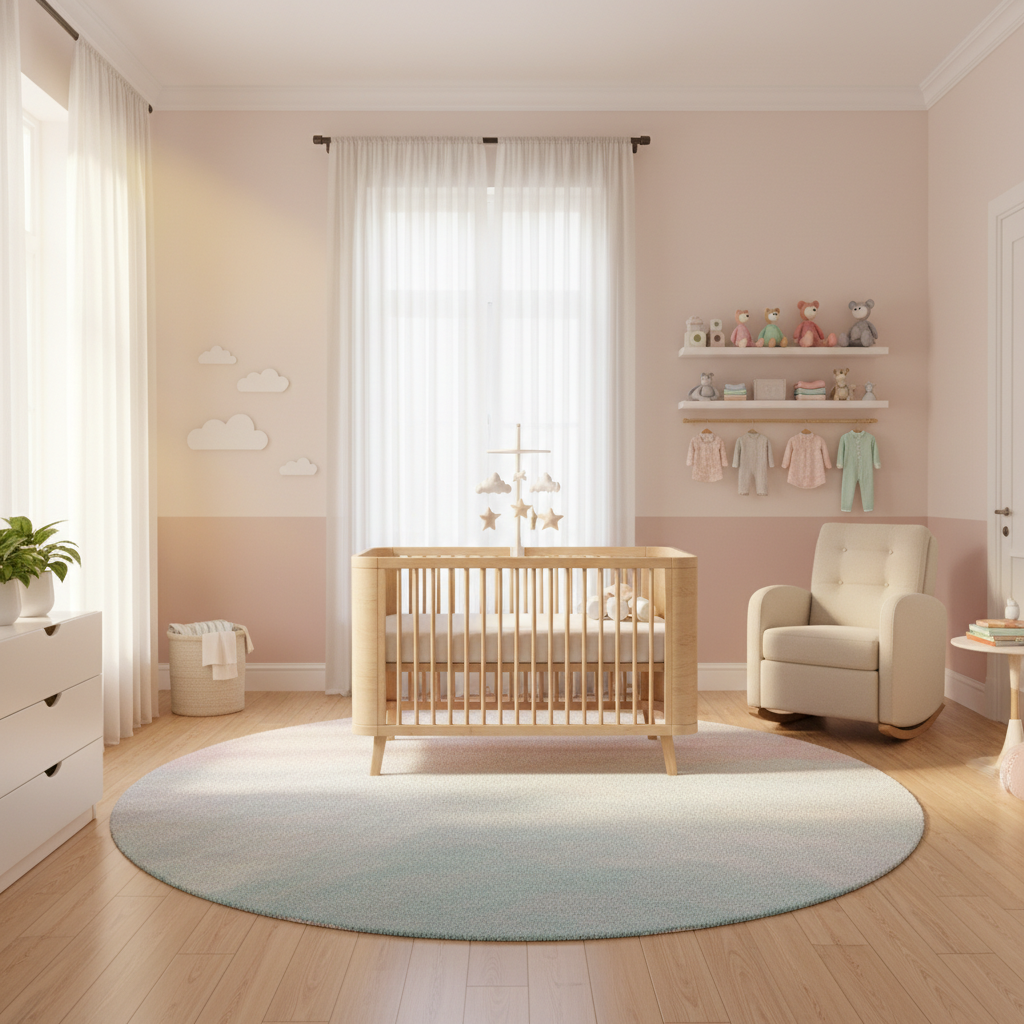 AI-generated image of a baby crib in a nursery setting