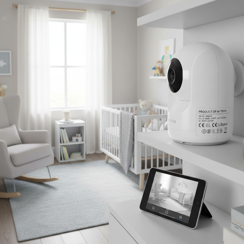 AI-generated image of a compliant baby monitor placement