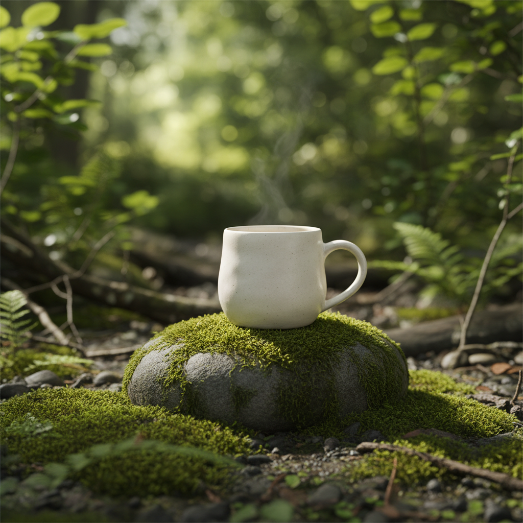 AI-generated image of ceramic mug with earthy aesthetic