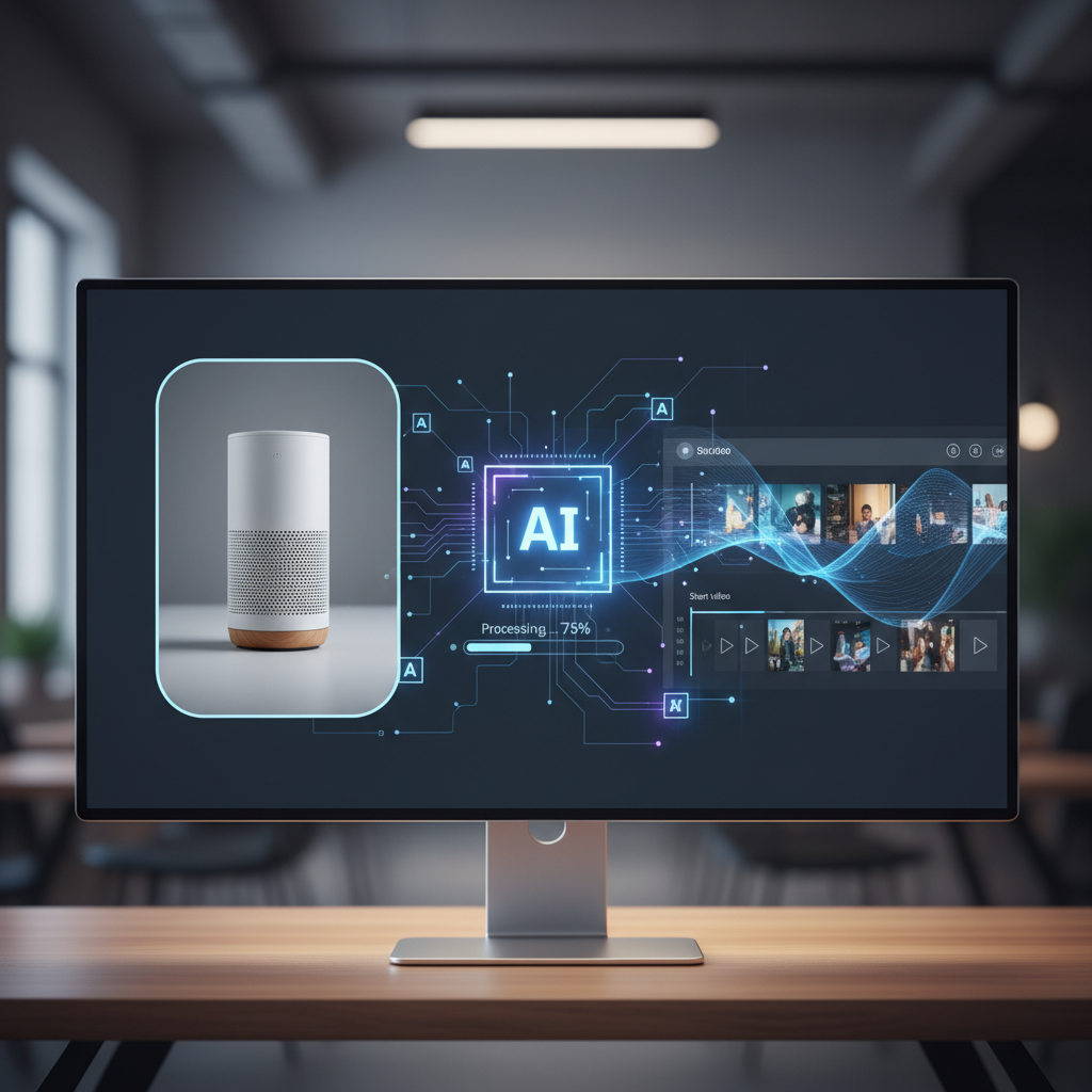 AI software interface converting product photos to videos