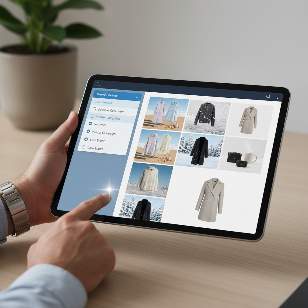 AI tools demonstrating brand preset memory for consistent product photos