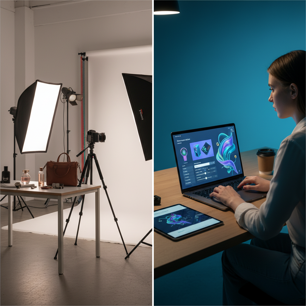AI product photography speed vs traditional workflow