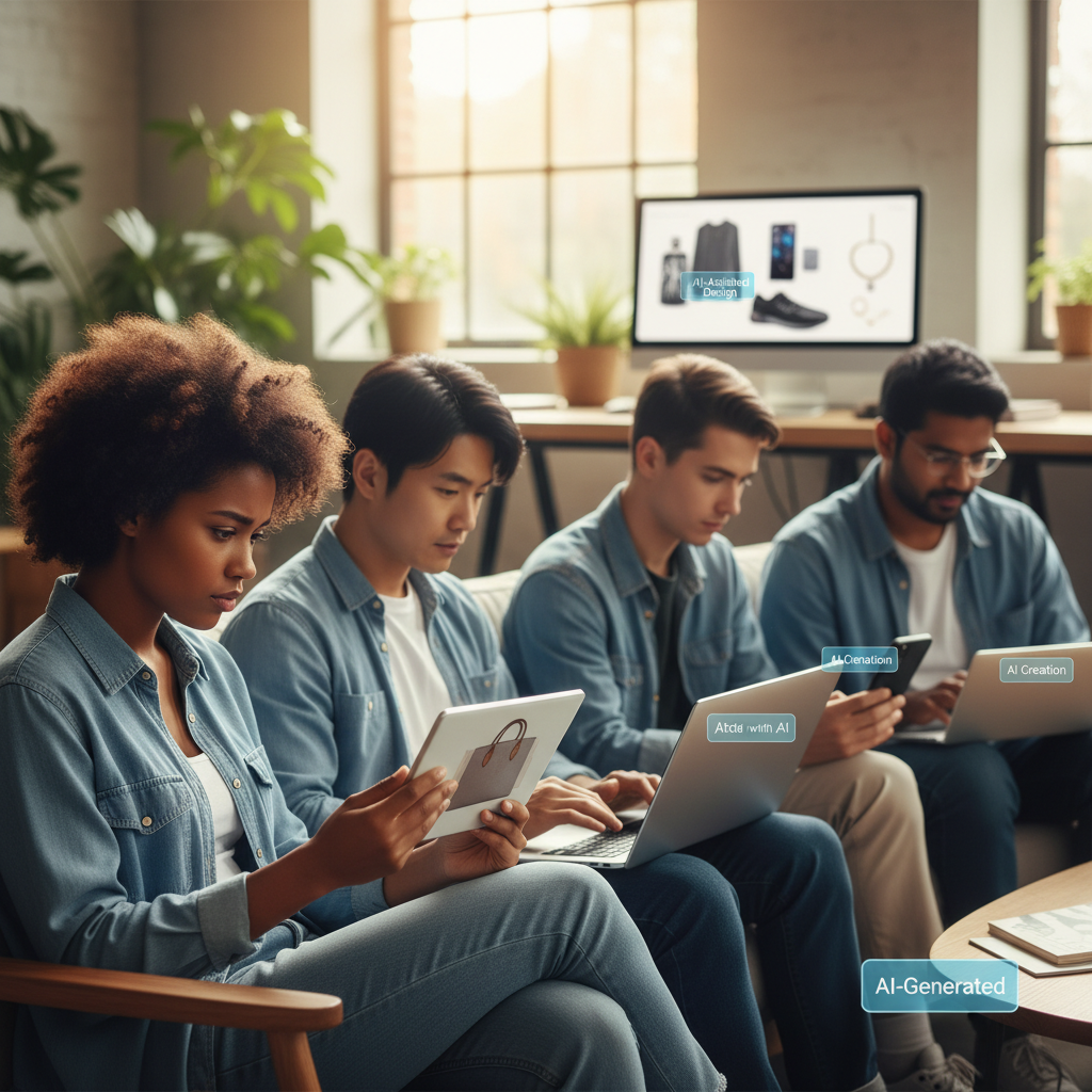 Online shoppers evaluating AI-generated product images with a critical eye