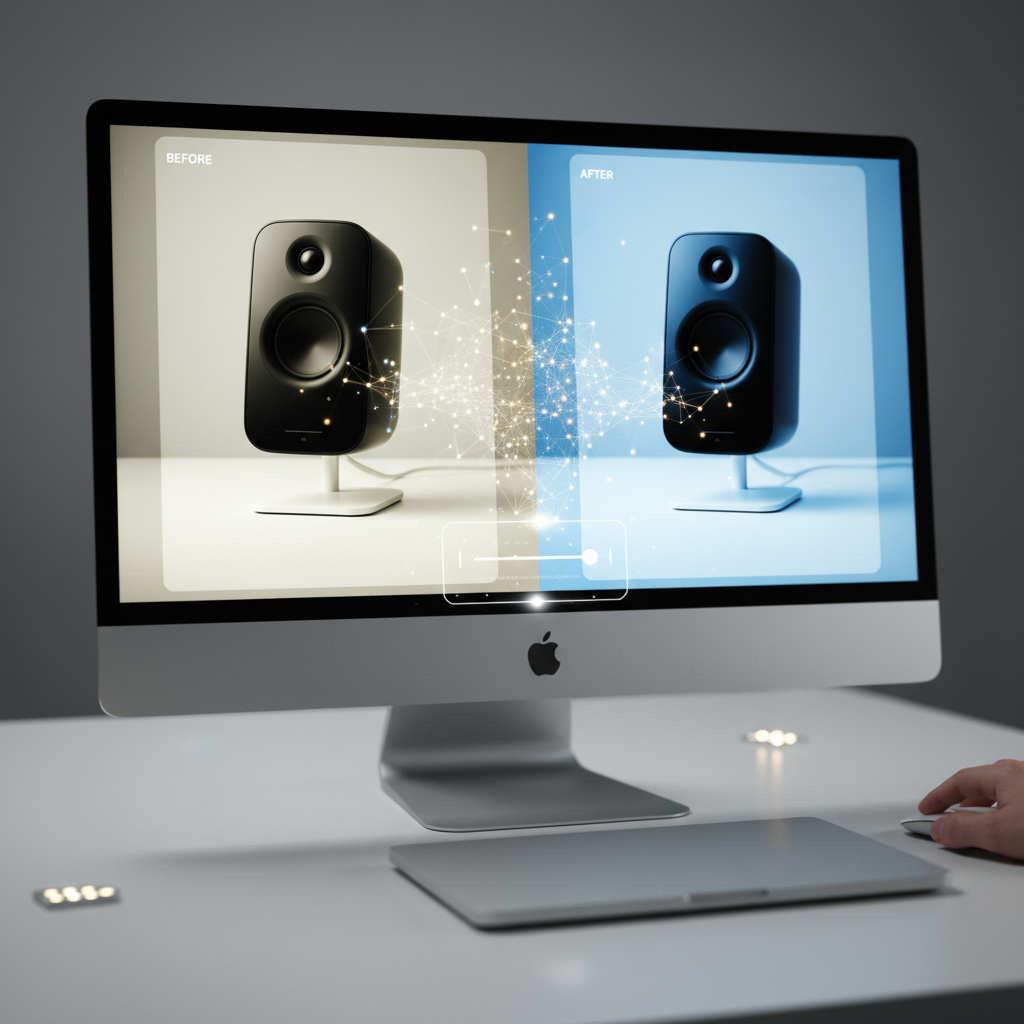 AI-powered product photo color correction in action