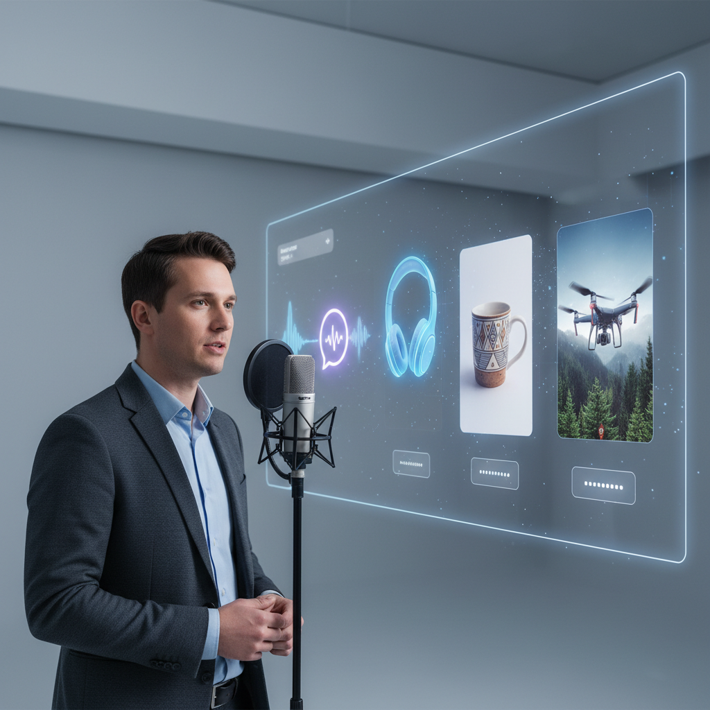 Voice-prompted AI product photo generation workflow