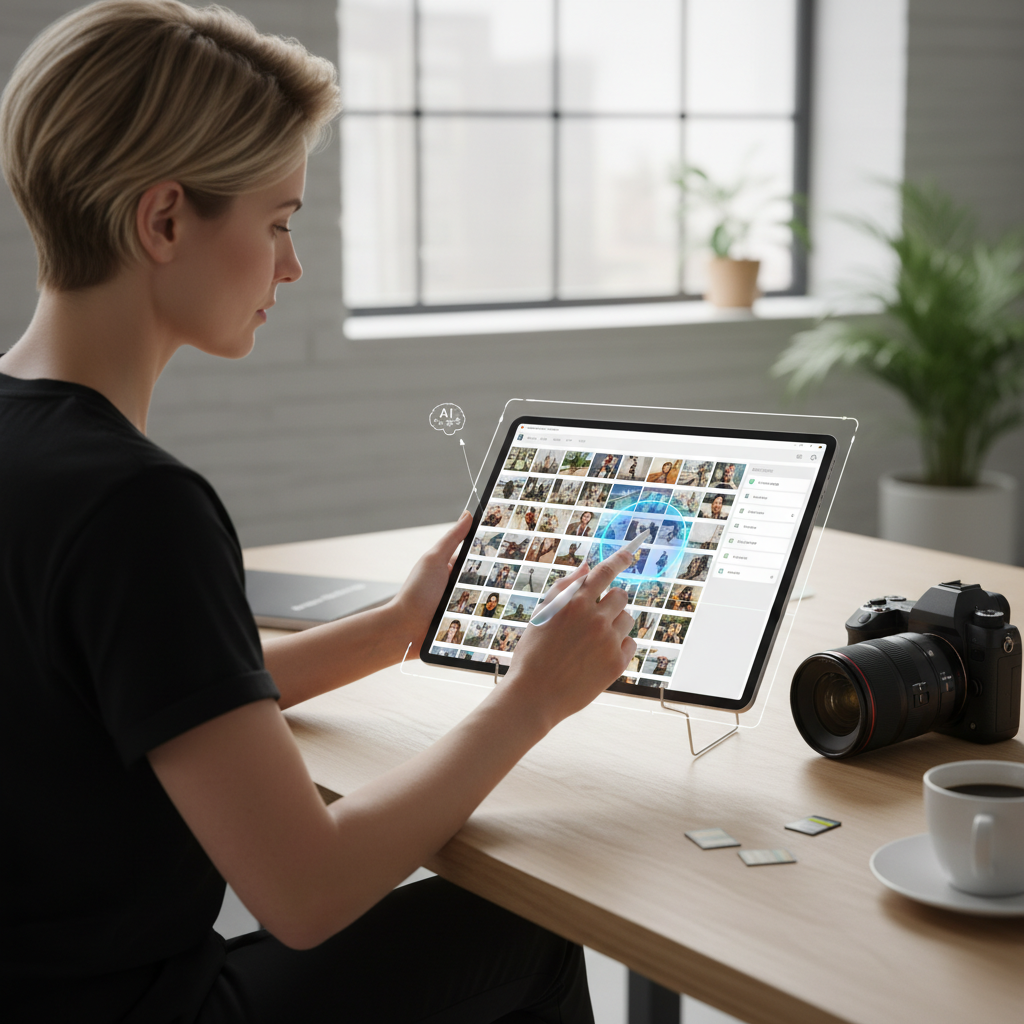 AI-powered culling software assisting a photographer in selecting images.