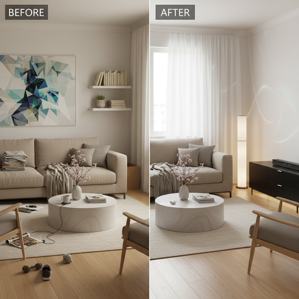 AI-generated before and after product transformation photo