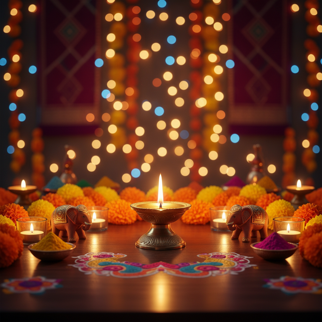 AI-generated product photo for Diwali campaign with traditional Indian decor