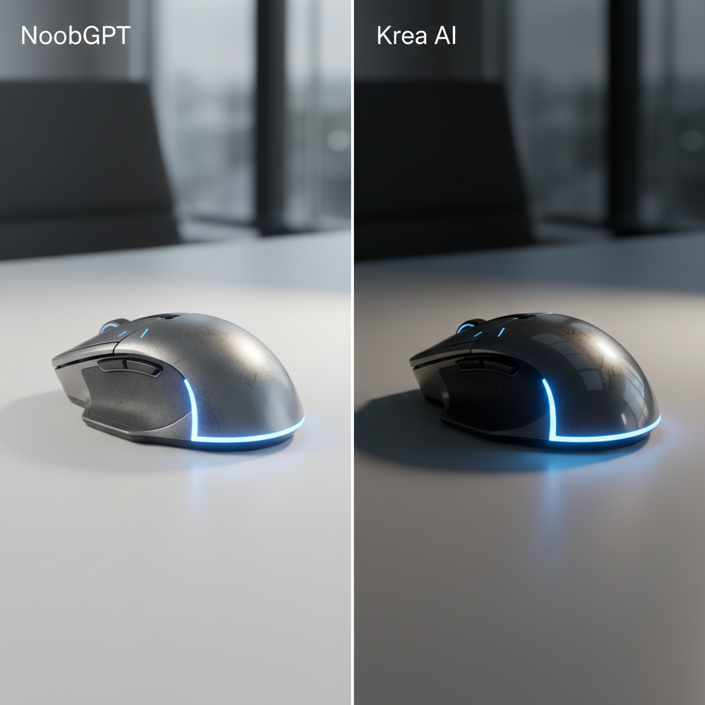 NoobGPT vs Krea AI realism comparison for product photos