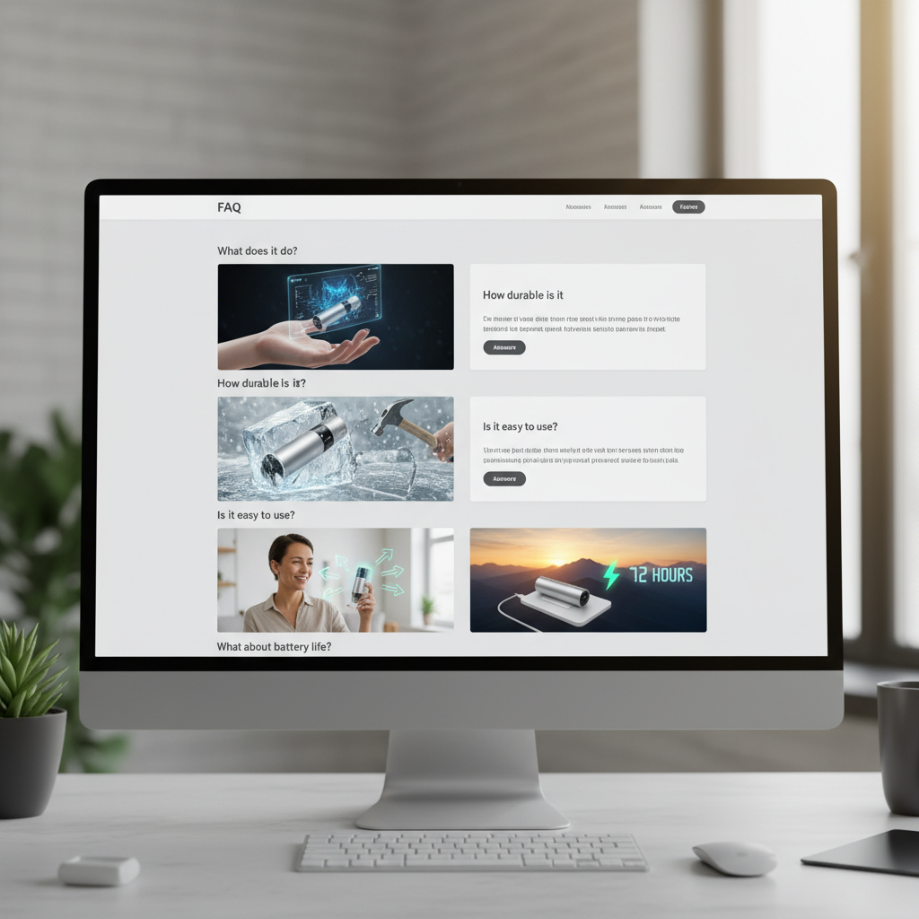 AI-generated visuals integrated into an e-commerce product FAQ section