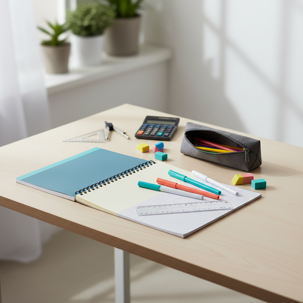 AI-generated school and office supply product photography