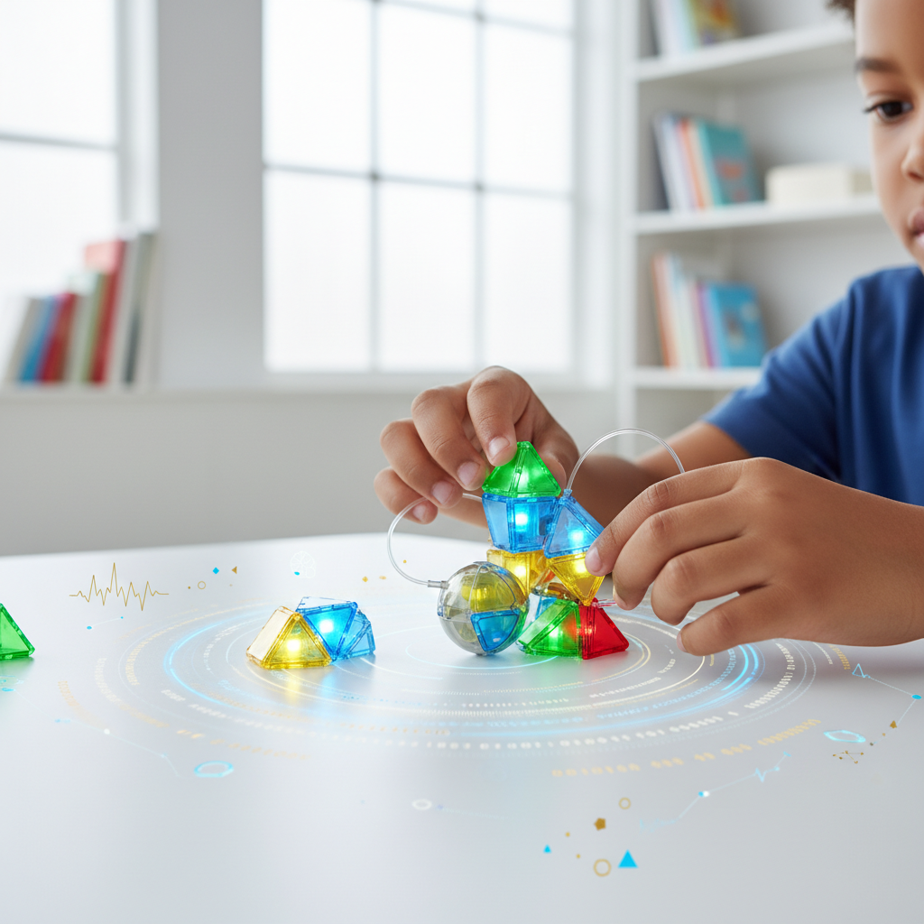 AI-generated STEM toy and educational game product photography