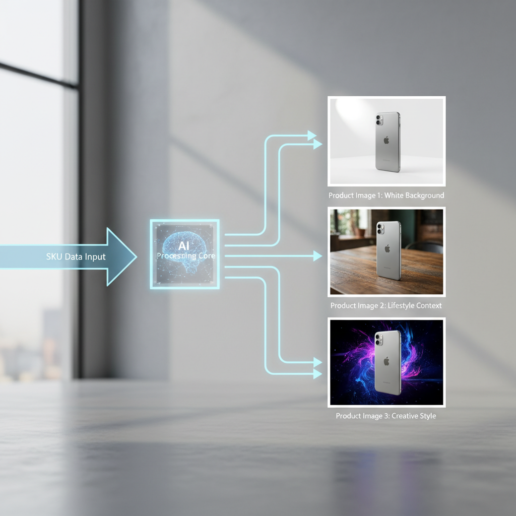 AI agent generating product images from SKU data workflow