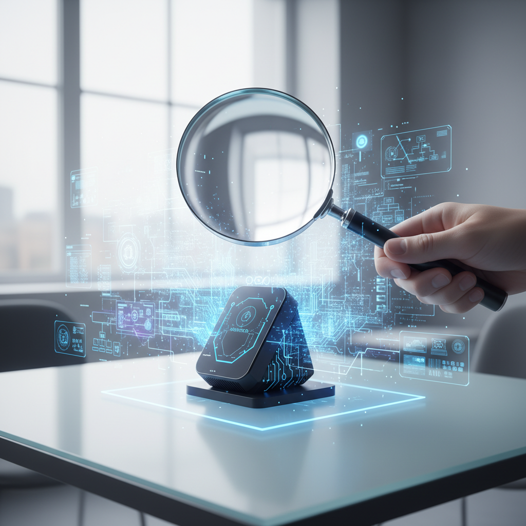 AI product photo audit magnifying glass