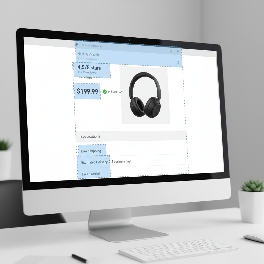 Example of a product page optimized for AI visibility with clear structured data