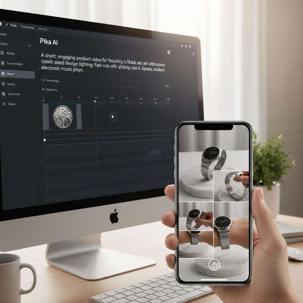Pika AI interface for TikTok product video creation