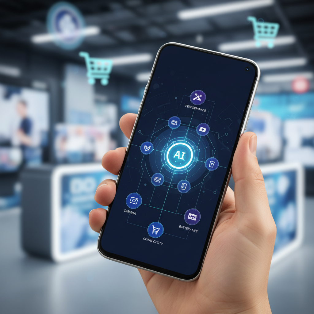 AI-generated e-commerce product infographic on a smartphone