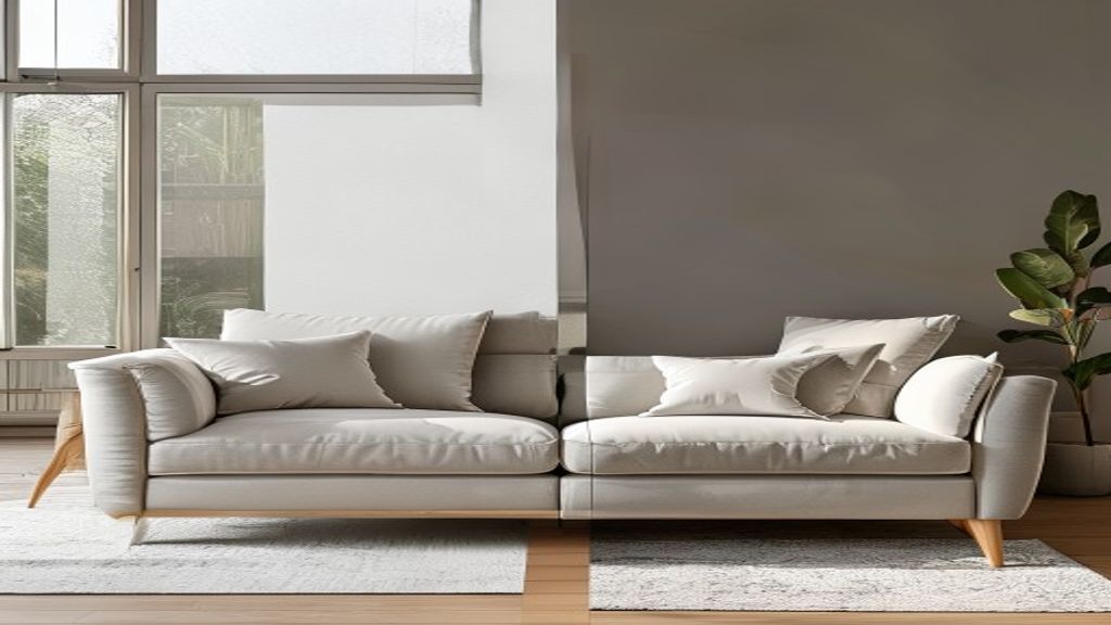 AI AR product visualization for ecommerce showing sofa in living room