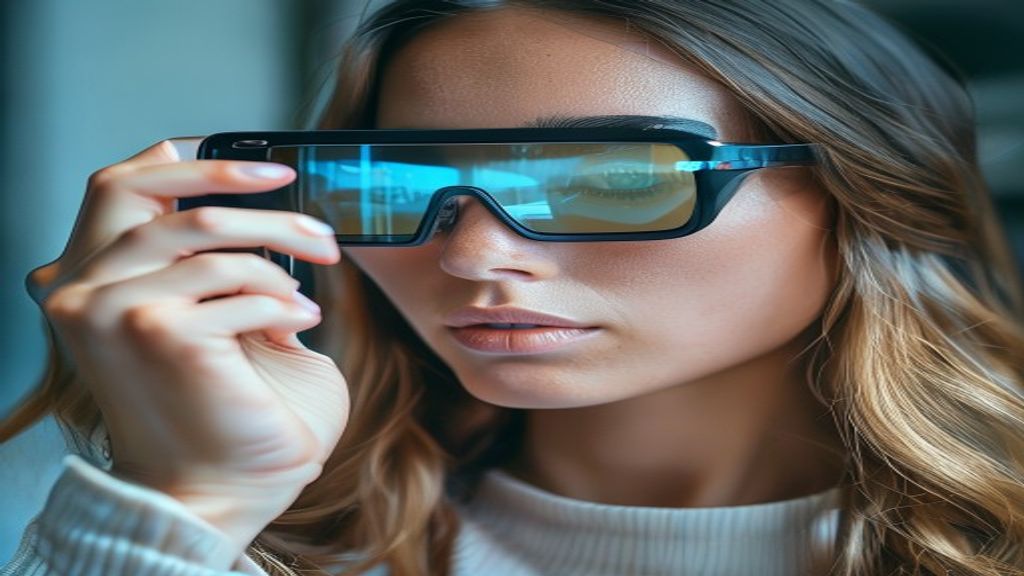alt_text: Woman using AI virtual try on for sunglasses on a mobile app in 2026
