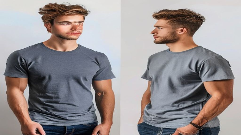 alt_text=Comparison of flat lay garment and AI try on result on model